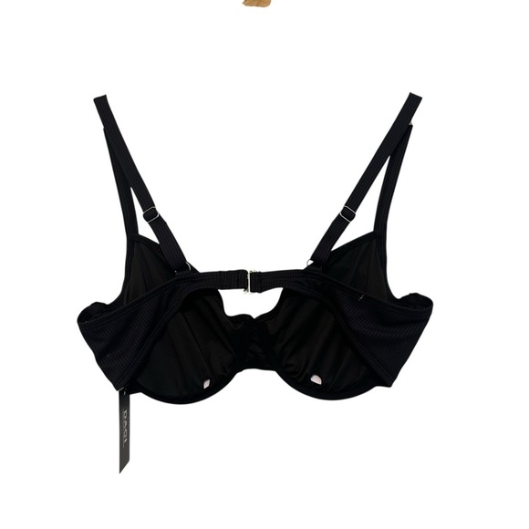 DACI Women's XL Black Ribbed Underwire Swimsuit Adjustable Strap Bikini Top - Picture 8 of 9